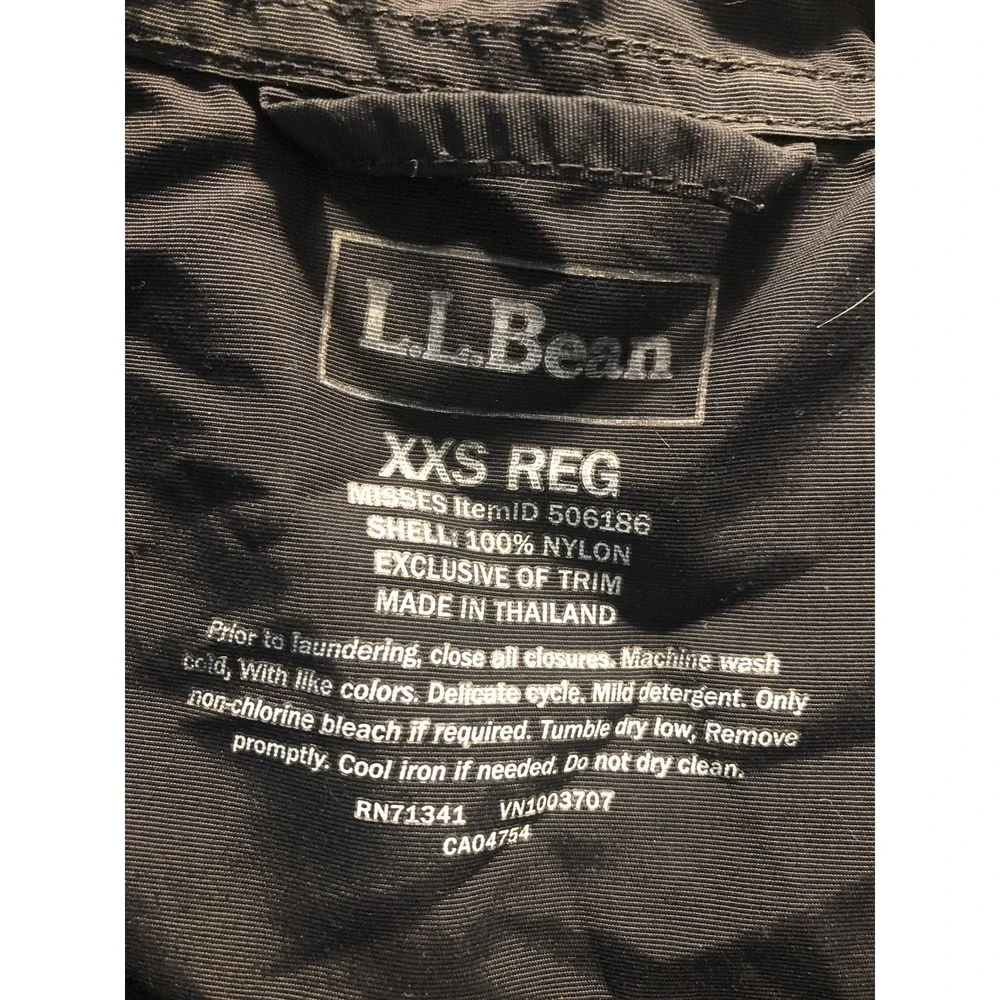 L.L. Bean Jacket Womens XXS Black Nylon Lightweight Mountain Classic Anorak